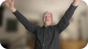 Person with raised arms expressing joy.