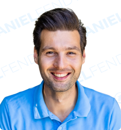 Smiling man in a blue shirt