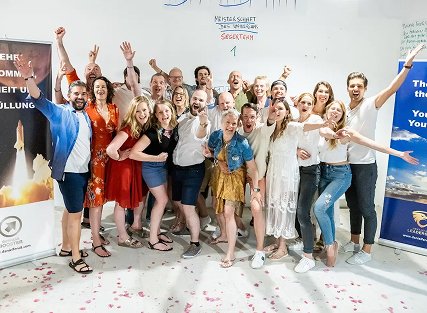 Group of people celebrating in a joyful gathering.