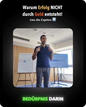Presenter discussing success without money concept.