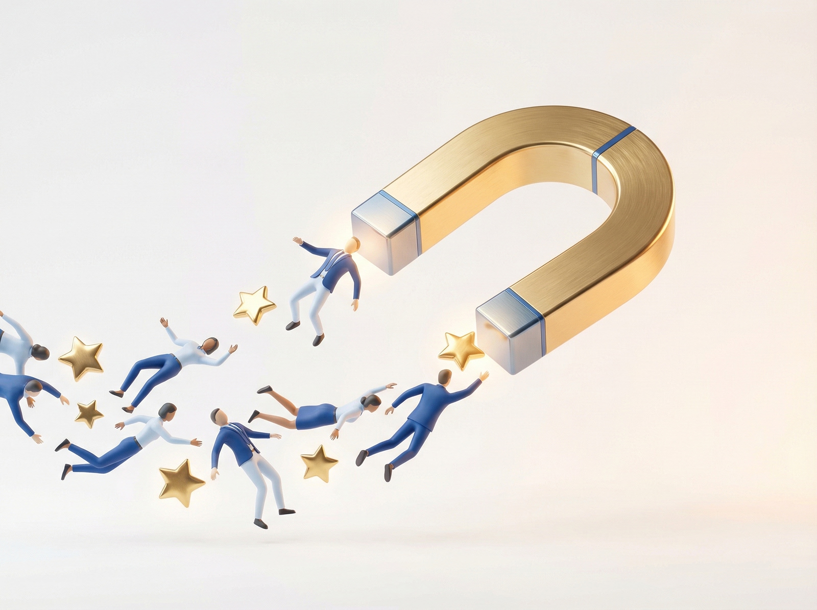 Magnet attracting people and stars