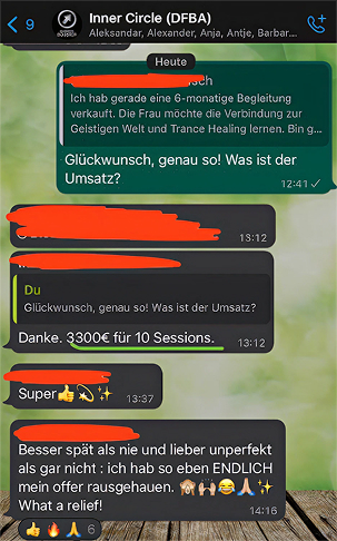 Chat related to a coaching program discussion.