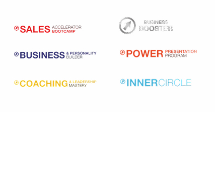 Various business training program logos.